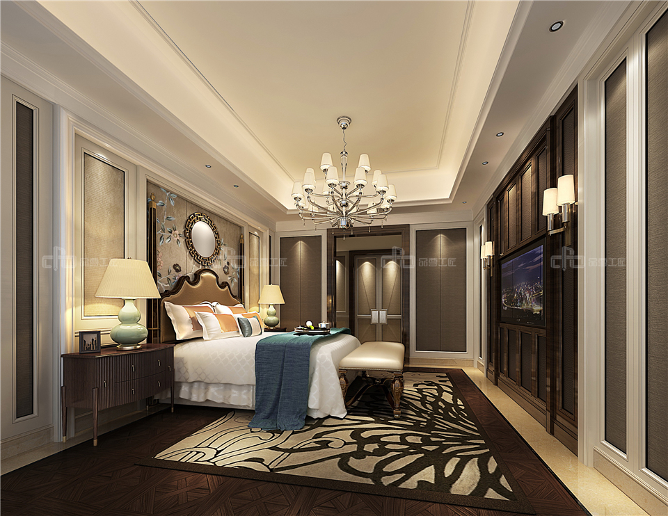 美式全屋整木定制風(fēng)格，臥室效果圖大全(圖2)