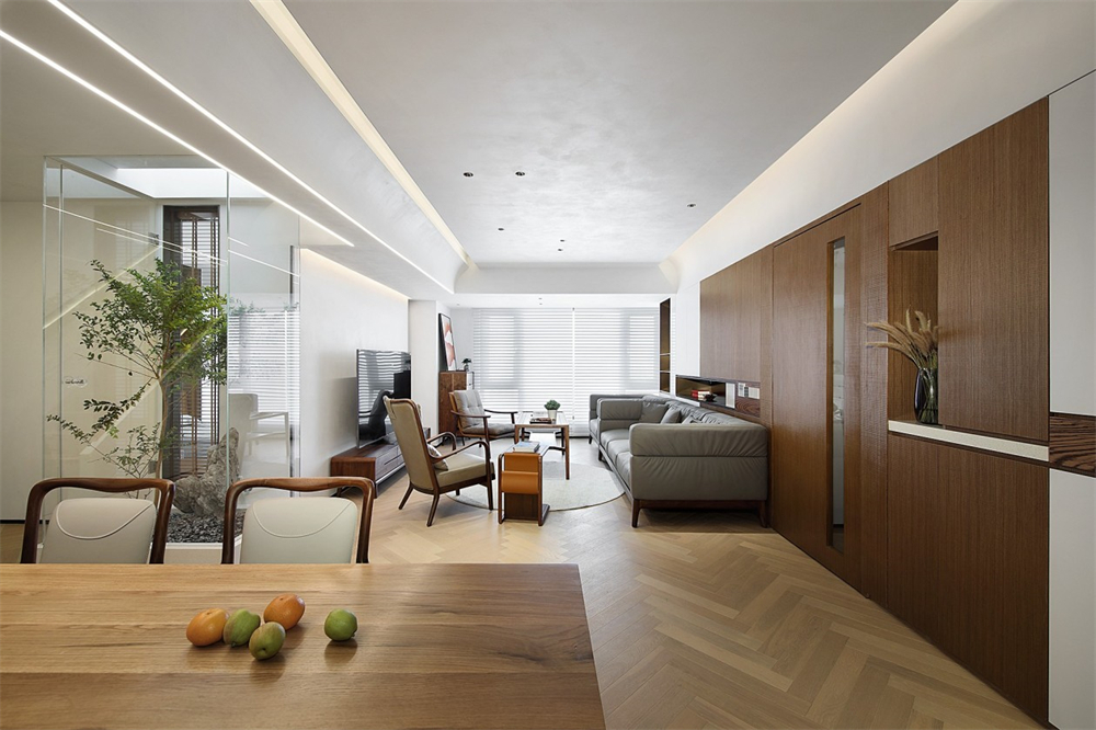 200㎡大平層整木定制，現(xiàn)代極簡風(fēng)格(圖3)